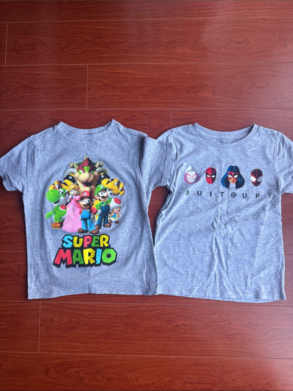 Nintendo Gray Super Mario Graphic Tee and Marvel Graphic Tee for Kids